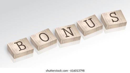 Word BONUS composed from alphabet blocks, vector illustration