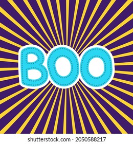 Word boo on a background of rays in orange and brown colors.