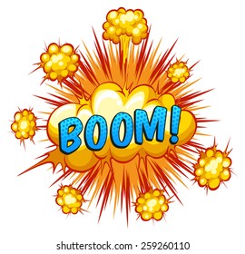 Word Boom with cloud explosion in the back