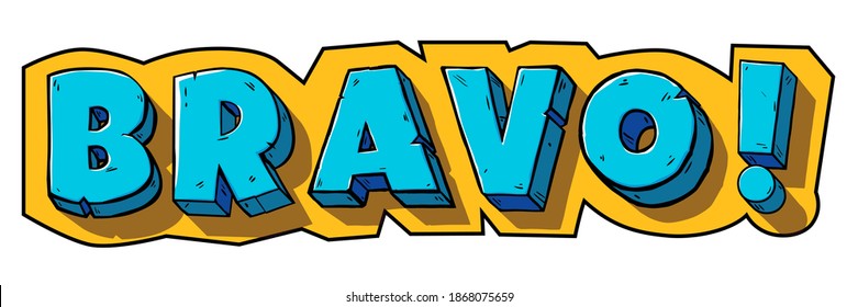 Word "Bravo" Cartoon Style Sticker