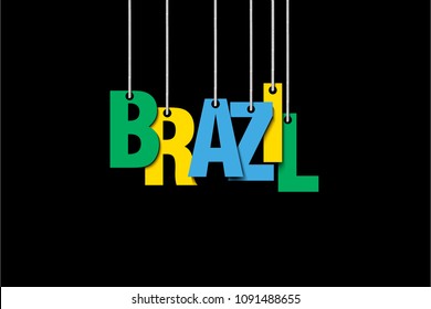 The word Brazil hang on the ropes. Vector illustration
