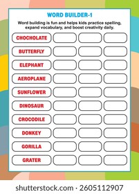 Word building helps kids practice in a fun way and improve their vocabulary.
