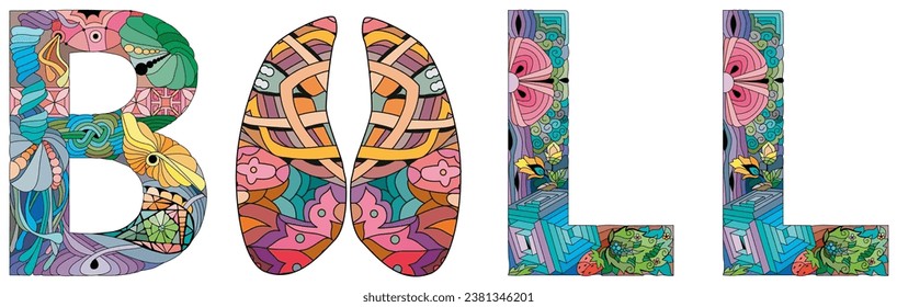 Word BULL. Vector zentangle object for decoration