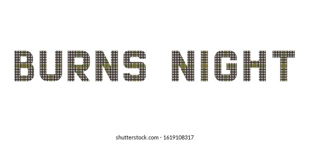 The word "Burns Night" composed of letters from  Burns tartan.