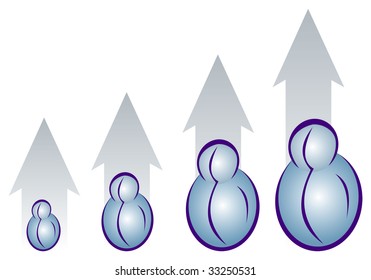Word business growth illustration with arrows