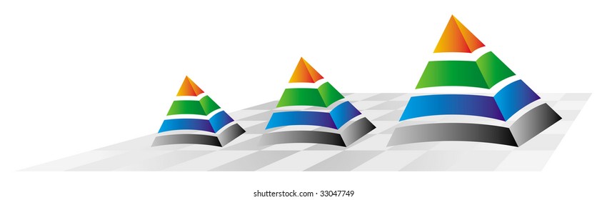 Word business growth illustration with color pyramid graph