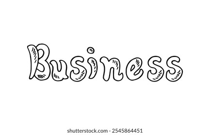 Word "Business" written in a playful, hand-drawn cartoon doodle style.