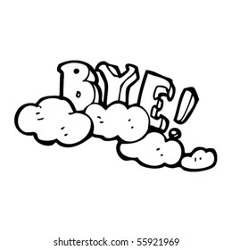 word "bye" in clouds cartoon