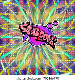 The word CABOOM is written in the original font on a bright, luminous background