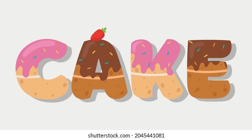 Word CAKE logo stylized as sweets - Vector illustration
