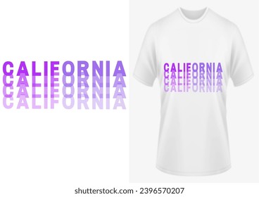 The word of California with violet and purple typography stylish T-shirt trendy apparel, typography, print