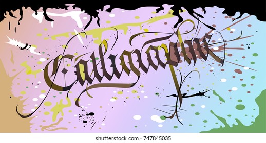 the word calligraphy with graffiti elements