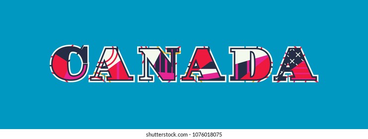 The word CANADA concept written in colorful abstract typography. Vector EPS 10 available.