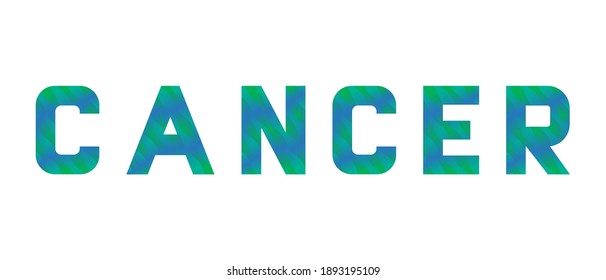 Word "Cancer" from aquamarine letters in white background