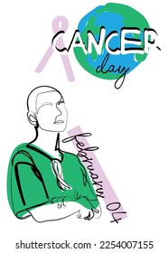 word cancer day is celebrated every year on february 4th. Awareness is power. Spread the word to save world. Lavender ribbon.