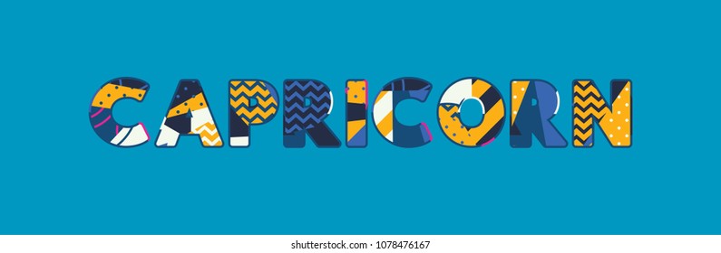 The word CAPRICORN concept written in colorful abstract typography. Vector EPS 10 available.