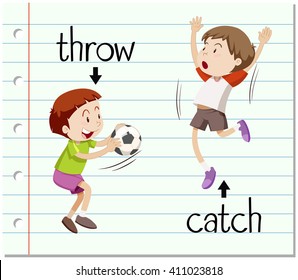 Word card throw and catch illustration