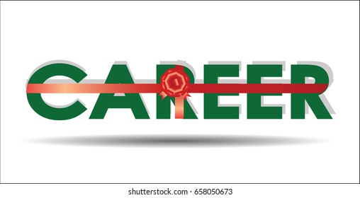 The word "career" as a gift, vector illustration
