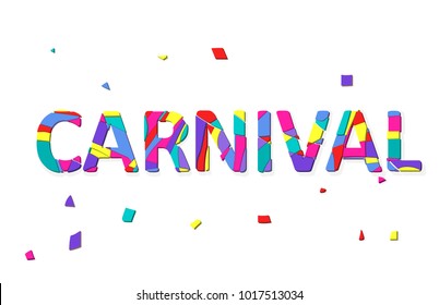 Word Carnival with colorful shapes. Easy to edit vector illustration.