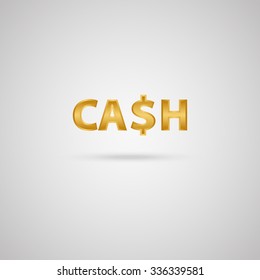 Word cash with dollar symbol