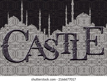 Word Castle written in Medieval Fantasy style with Textured Surface in vector, suitable for Print Poster and Book Cover