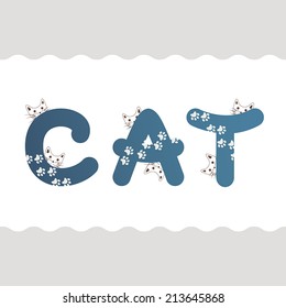 Word cat with cats and traces