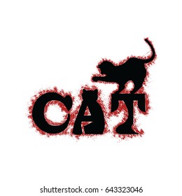 Word cat and lady-cat on a word.Chalk, coal,of scratch.Vectorial illustration.