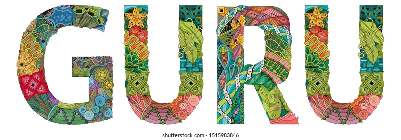 Word CHAKRA. Vector zentangle object for decoration