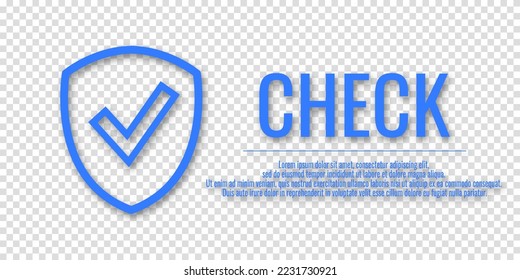 VERIFICACIÓN DE Word. Icono de marca de marca de protección de banner. Coloca tu texto. Espacio de cobre. Ilustración vectorial. Fondo transparente