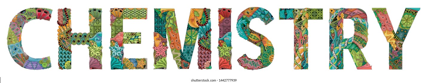 Word Chemistry. Vector zentangle object for decoration
