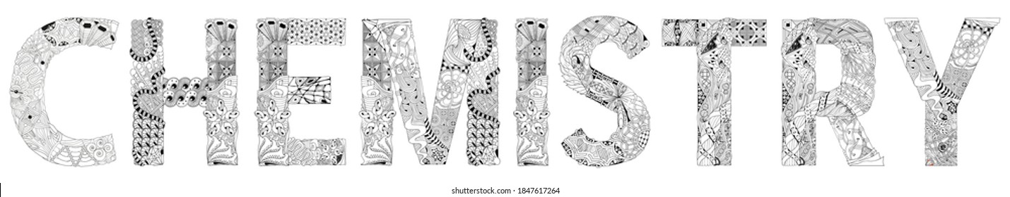 Química de palabras. Objeto vector zentangle para colorear