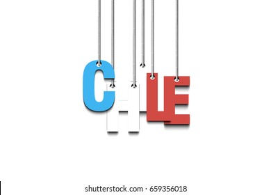 The word Chile hang on the ropes. Vector illustration