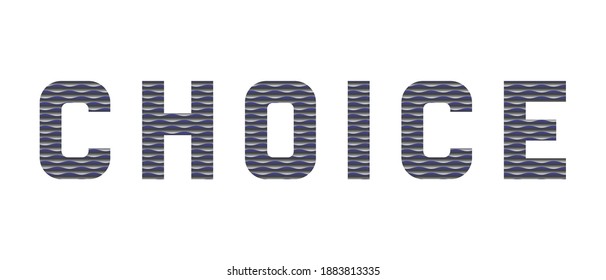 Palabra "elección" de diferentes letras coloreadas en fondo blanco