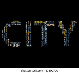 Word city made from names of big cities