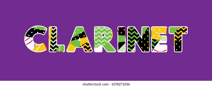 The word CLARINET concept written in colorful abstract typography. Vector EPS 10 available.