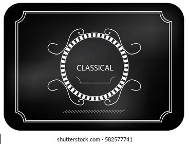 The word "classic" on a black background, a round logo