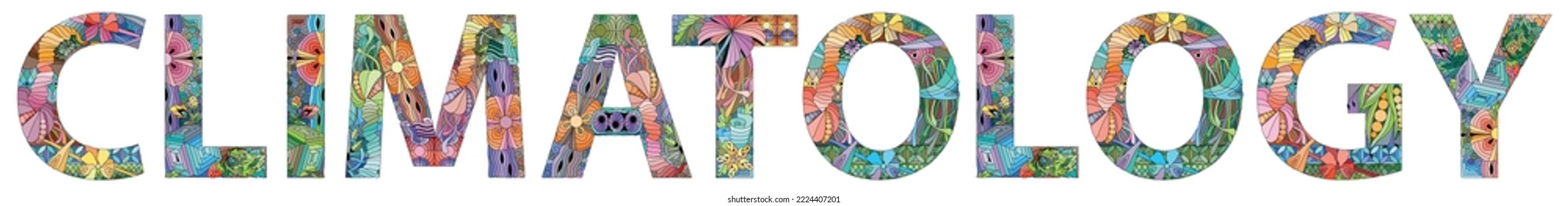 Word Climatology. Vector zentangle object for decoration