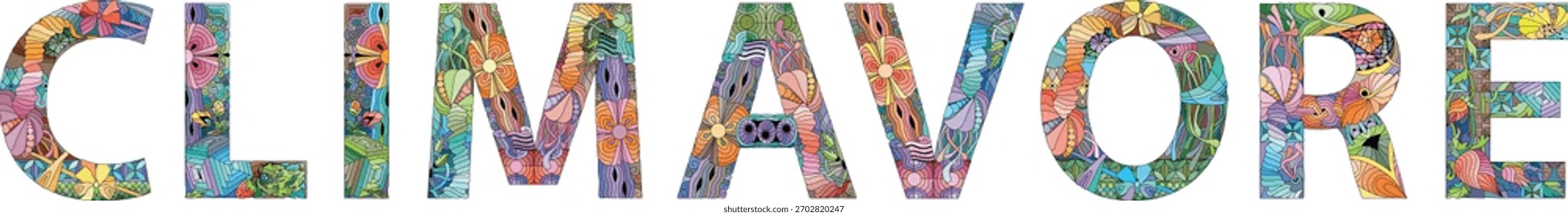 Word Climavore. Vector zentangle object for decoration