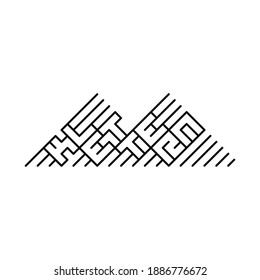Das Wort Klettern in einem Berg integriert als Logo