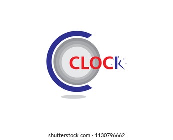 The word Clock with clock symbol design logo vector.