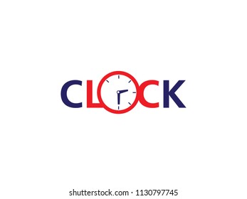The word Clock with clock symbol design logo vector.