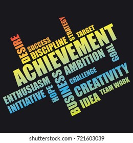 word cloud ACHIEVEMENT, creative business concept, vector illustration