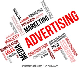 A word cloud of advertising related items
