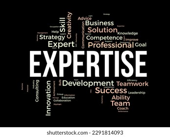 Concepto de fondo de nube de Word para experiencia. Rendimiento del éxito empresarial, costosa competencia técnica de los logros profesionales. ilustración vectorial.