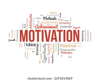 Word cloud background concept for Motivation. Positive inspirational attitude can better opportunity for success achievement. vector illustration.
