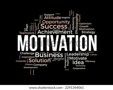 Word cloud background concept for Motivation. Positive inspirational attitude can better opportunity for success achievement. vector illustration.