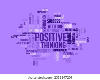 Word cloud background concept for Positive thinking. Success attitude, creative mindset of innovation optimism. vector illustration.