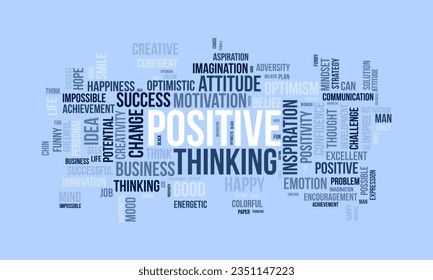 Word cloud background concept for Positive thinking. Success attitude, creative mindset of innovation optimism. vector illustration.