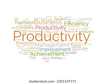 Word cloud background concept for Productivity. Business achievement, Productive progress performance of economic growth. vector illustration.