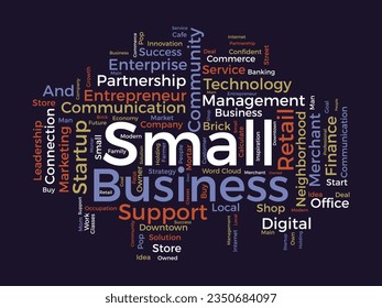 Word cloud background concept for Small business. make success with digital entrepreneurship business mind. vector illustration.